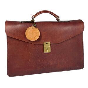 Rare Occidental Leather Stronghold Locking Briefcase Forman Bag Mens Brown